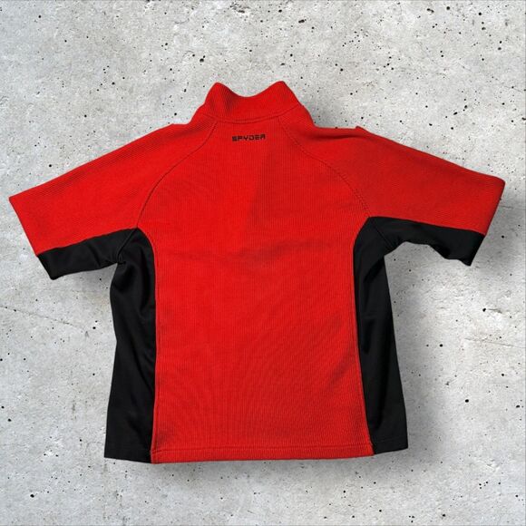 Spyder Core Sweater Men’s Medium Red Black 1/4 Zip Pullover Fleece Outerwear - Picture 8 of 12